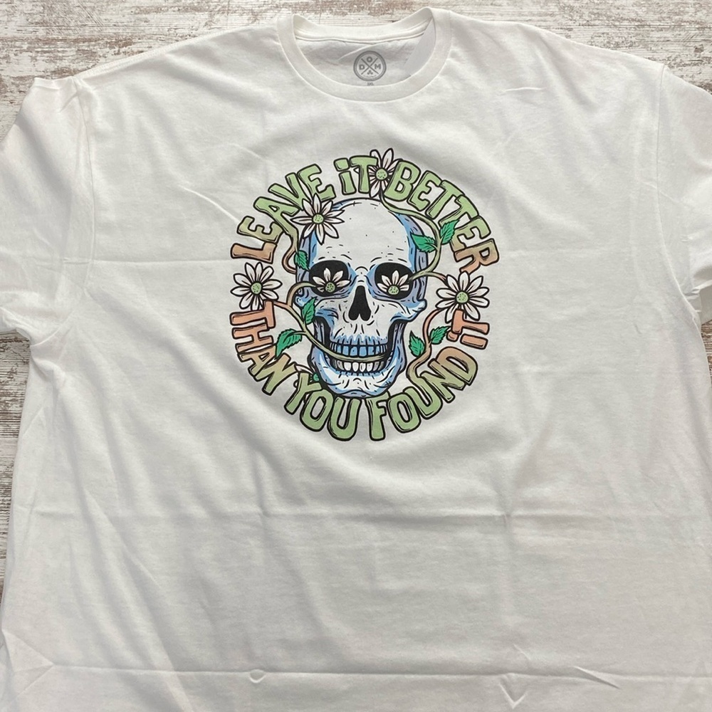 Skull & Flowers Graphic T-shirt "Leave It Better Than You Found It" 3X